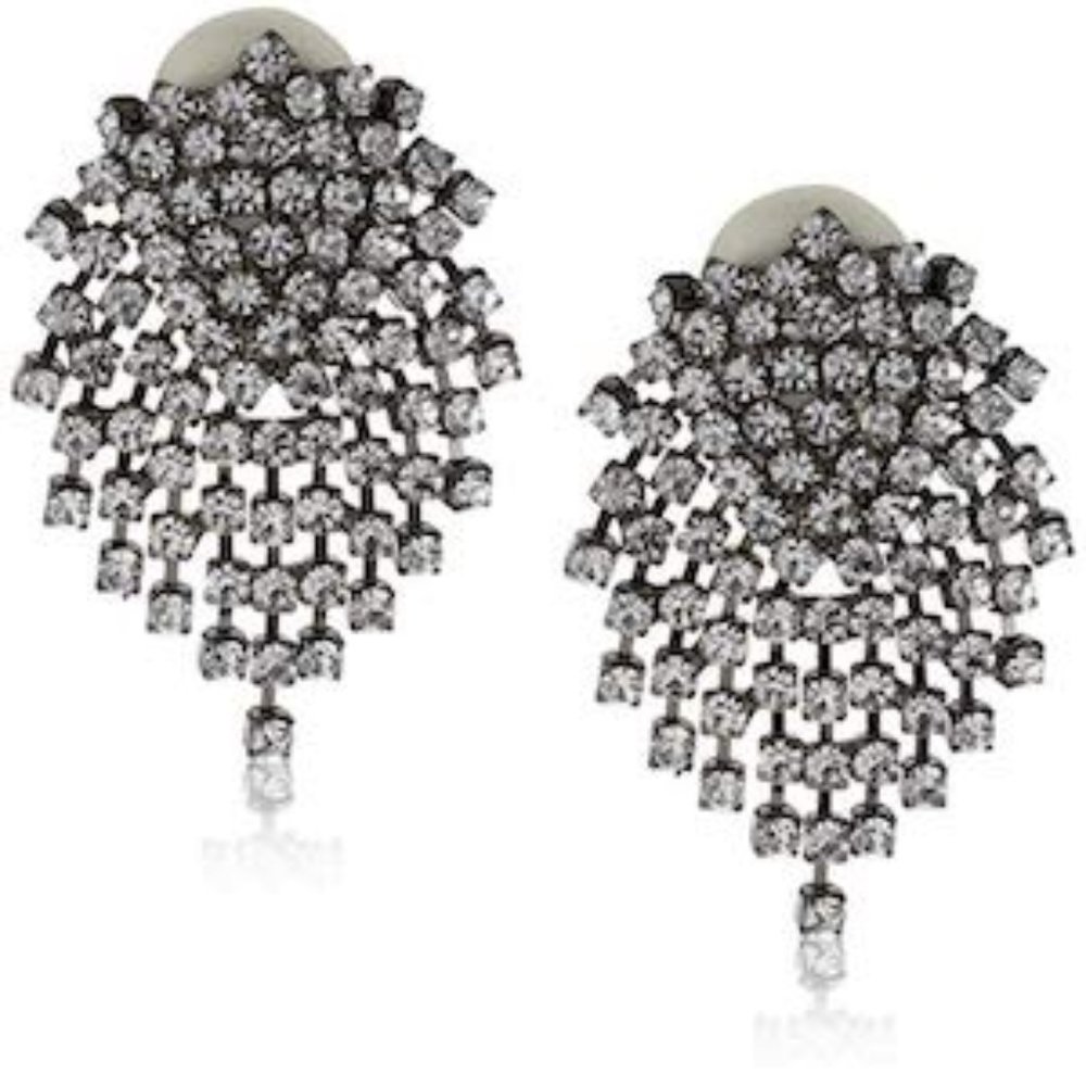 KENNETH JAY LANE, GUNMETAL CLUSTER EARRINGS